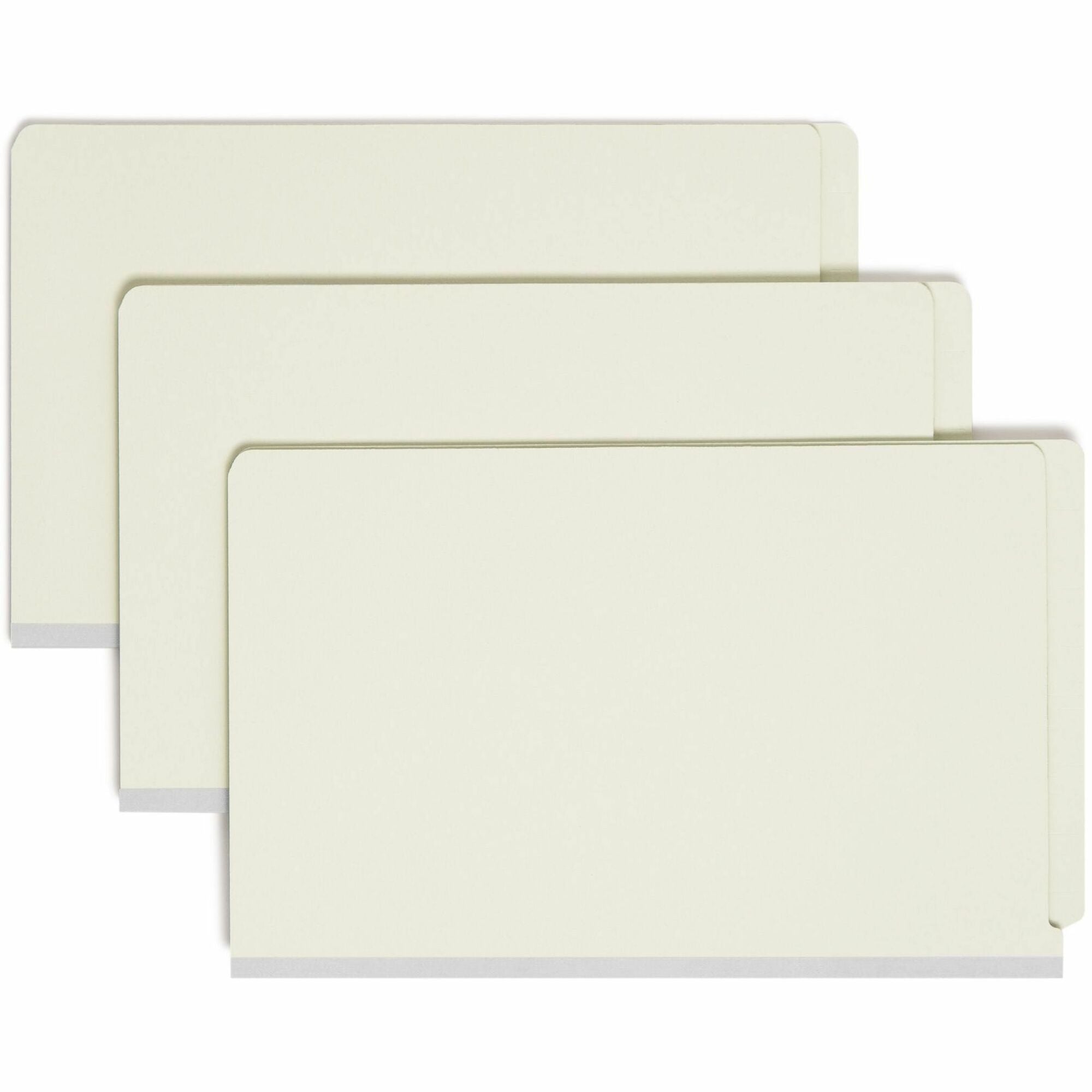 Smead Straight Tab Cut Legal Recycled Classification Folder - 8 1/2" x 14" - 2" Expansion - 2 x 2S Fastener(s) - 2" for Folder - End Tab Location - 2 Divider(s) - 25 pt. - Pressboard - Gray, Green - Heavy Duty, Tear Resistant - 100% Recycled - 10 / Box