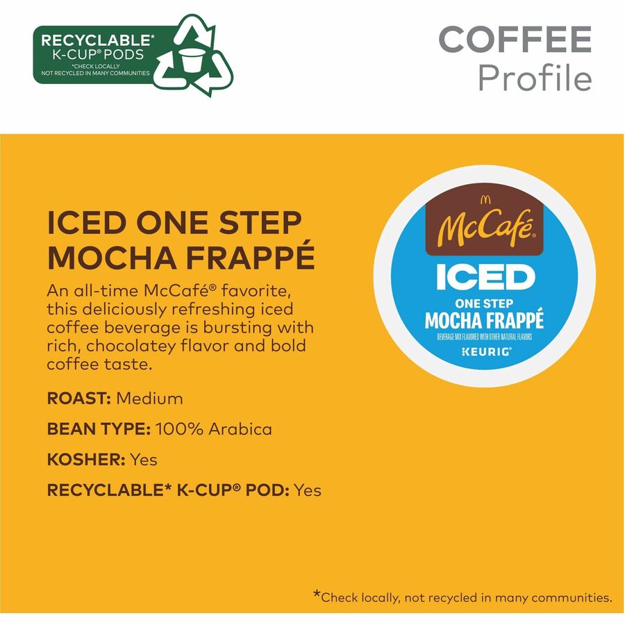 McCafe K-Cup Iced One-Step Mocha Frappe - Compatible with Keurig Brewer - Ice Coffee - Medium - Per Box - 24 K-Cup - K-Cup - Mocha Frappé - Kosher - 4 / Carton