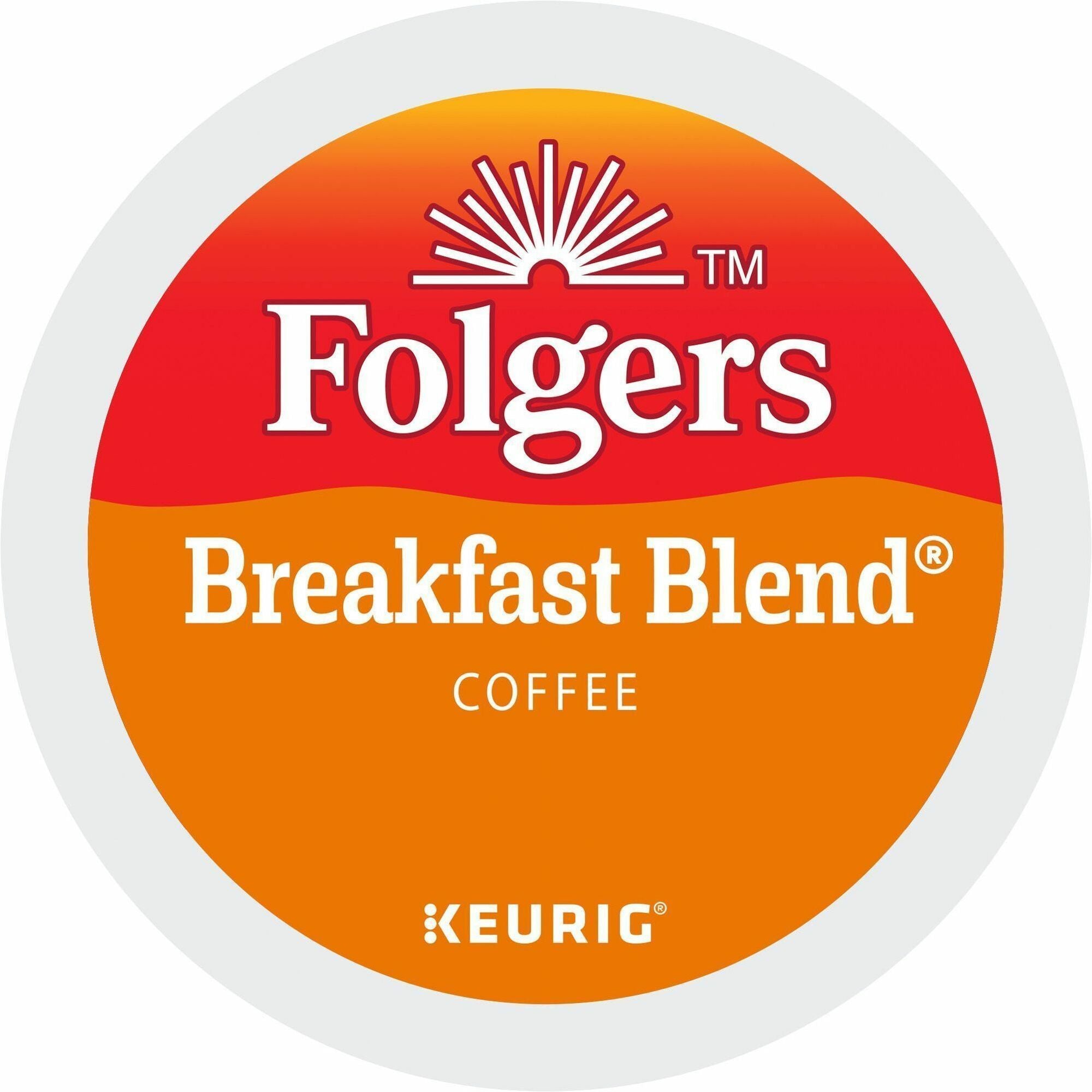 Folgers® K-Cup Breakfast Blend Coffee - Compatible with Keurig Brewer - Light/Mild - 0.2 oz Per Box - 24 K-Cup - K-Cup - Breakfast Blend - Kosher - 4 / Carton