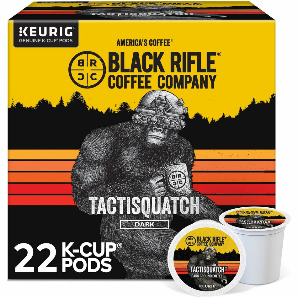 Black Rifle K-Cup, Ground Tactisquatch Coffee - Compatible with Keurig Brewer - Dark - 0.3 oz Per Box - 22 K-Cup - K-Cup, Ground - Tactisquatch - Kosher - 4 / Carton