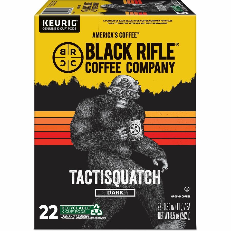 Black Rifle K-Cup Ground Tactisquatch Coffee - Compatible with Keurig Brewer - Dark - 0.3 oz Per Box - 22