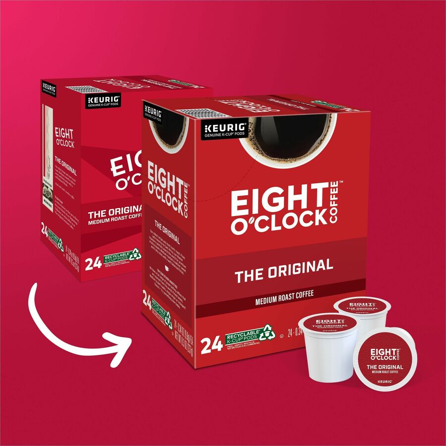 Eight O'Clock K-Cup, Ground Original Coffee - Compatible with Keurig Brewer - Medium - Per Box - 24 K-Cup - K-Cup, Ground - Original - Kosher - 4 / Carton