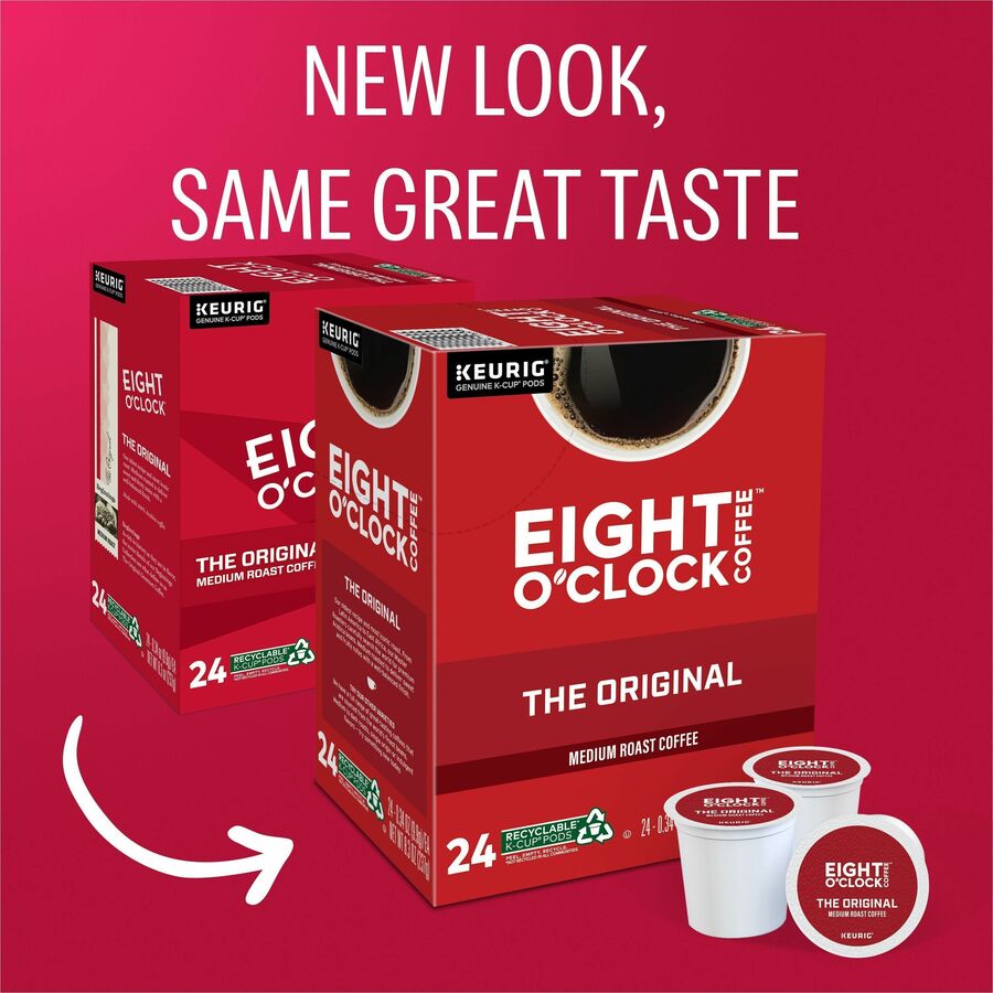 Eight O'Clock K-Cup, Ground Original Coffee - Compatible with Keurig Brewer - Medium - Per Box - 24 K-Cup - K-Cup, Ground - Original - Kosher - 4 / Carton