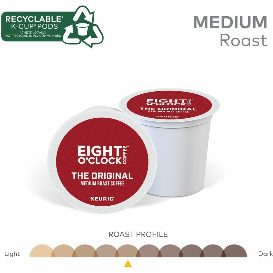 Eight O'Clock K-Cup, Ground Original Coffee - Compatible with Keurig Brewer - Medium - Per Box - 24 K-Cup - K-Cup, Ground - Original - Kosher - 4 / Carton