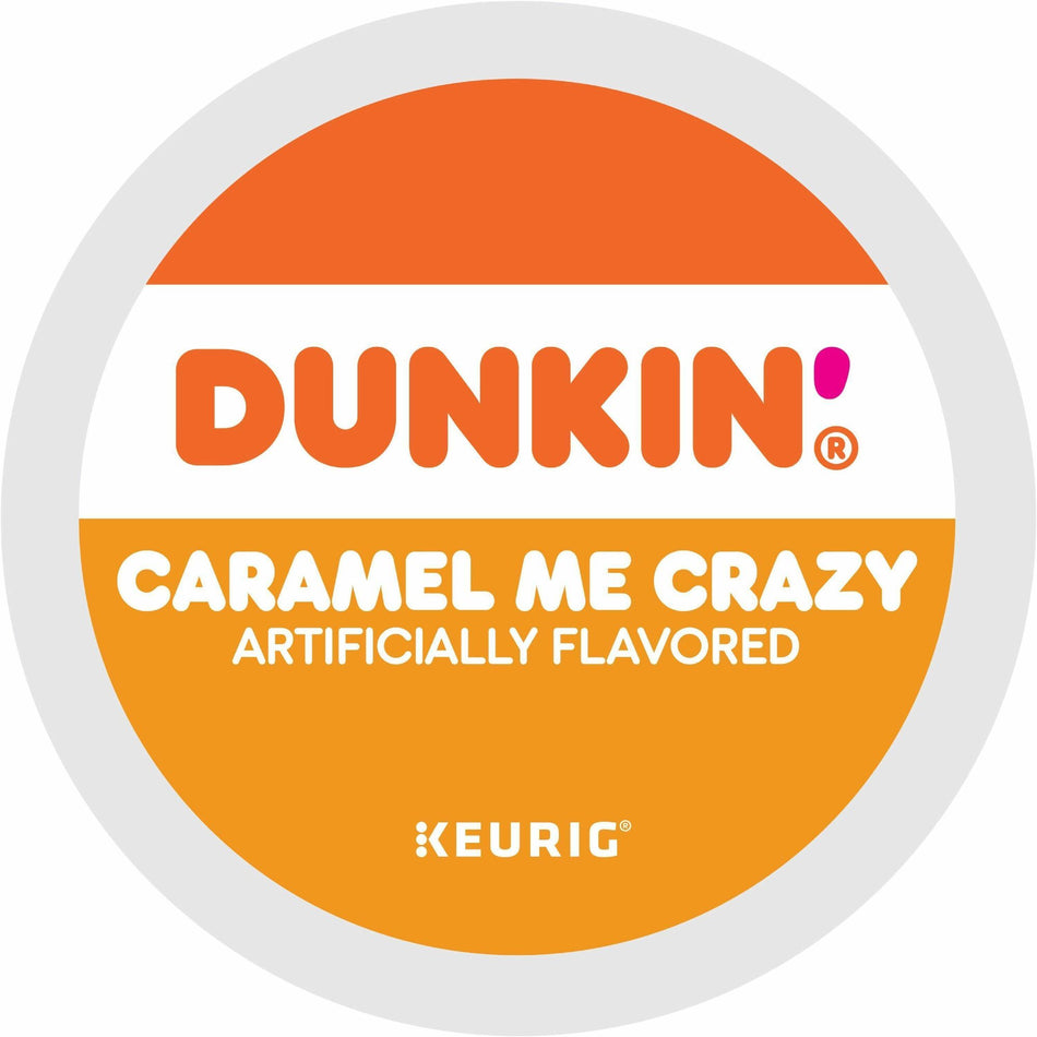 Dunkin'® Caramel Me Crazy Coffee - Compatible with Keurig Brewer - Medium - 0.3 oz Per Box - 22 K-Cup - K-Cup - Caramel Me Crazy - Kosher - 4 / Carton