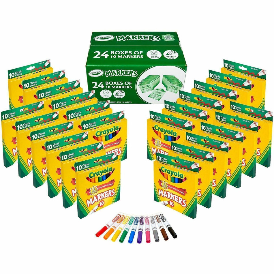 Crayola Bulk Broadline Marker Set - Multi Ink - 10 / Pack