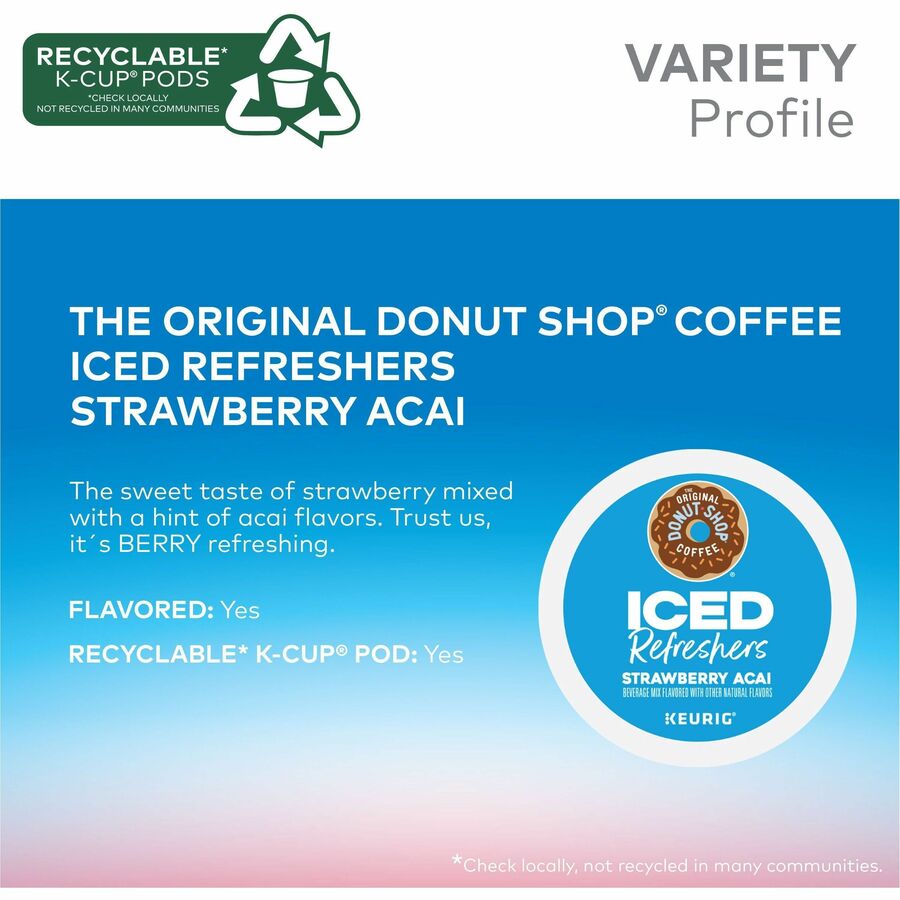The Original Donut Shop® Iced Refreshers - Strawberry Acai - 20/Box - 4 / Carton