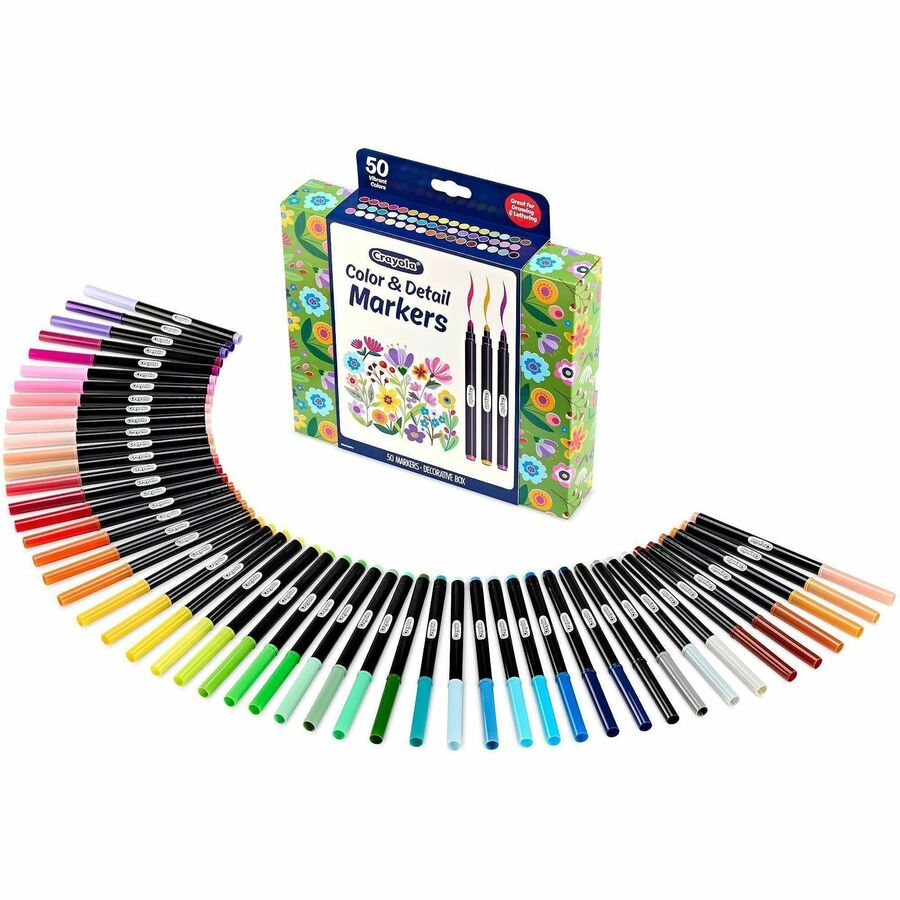 Crayola Color & Detail Marker Set - Fine Marker Point - Multi Ink - 50 / Pack