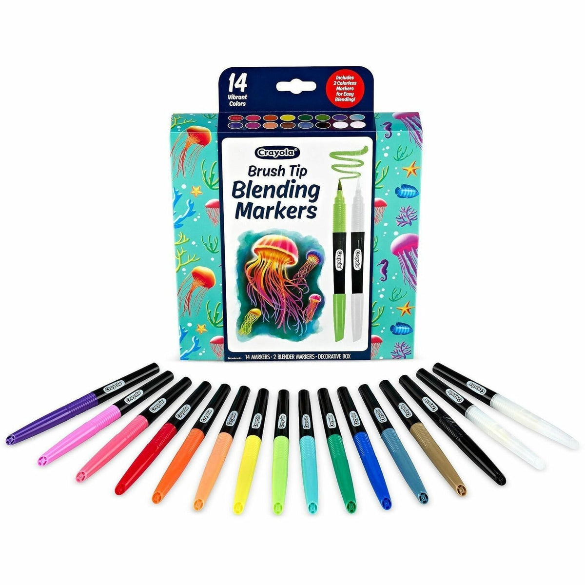 Crayola Blending Markers - Brush Marker Point - Multi Ink - Water Based - 16 / Pack