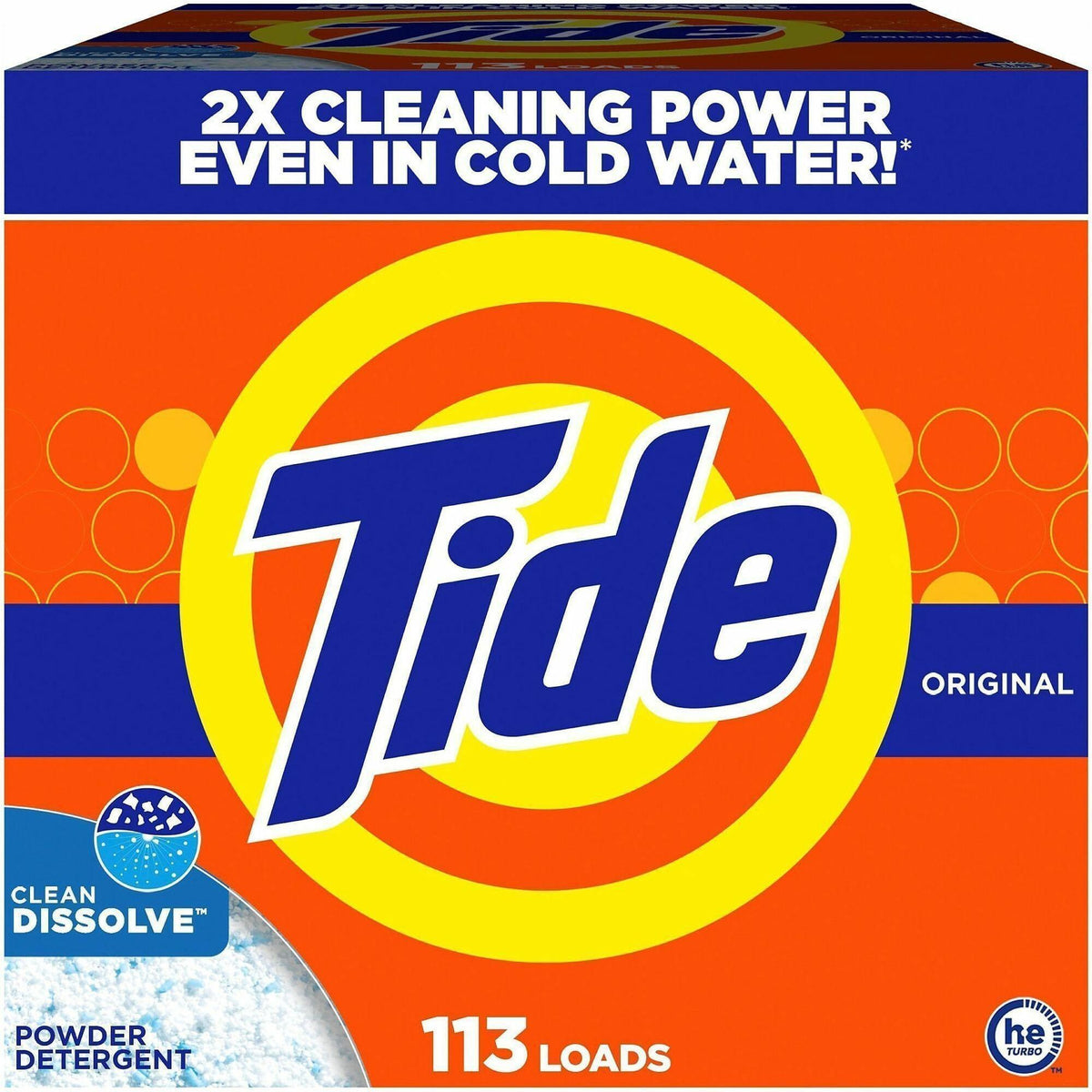 Tide Powder Laundry Detergent - For Clothes, Laundry - Powder - 129 oz (8.06 lb) - 113 Loads - Recommended For: Stain Remover - Residue-free - Orange - 1 Each