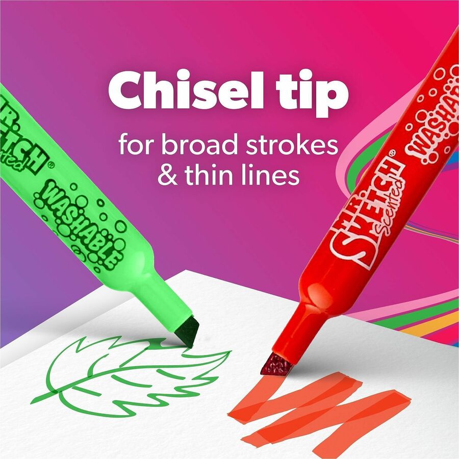 Mr. Sketch Scented Washable Markers - Chisel Marker Point - Washable - Assorted Ink - 14 / Set