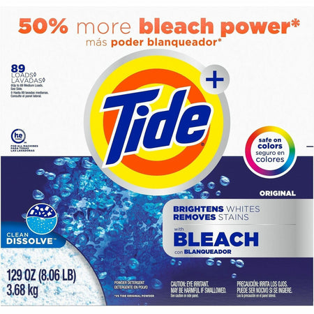 Tide Ultra Bleach Laundry Powder - For Clothing, Laundry, Garment, Washing Machine - Powder - 129 oz (8.06 lb) - 89 Loads - Recommended For: Stain Remover - Enzyme Activated - Blue - 1 Each