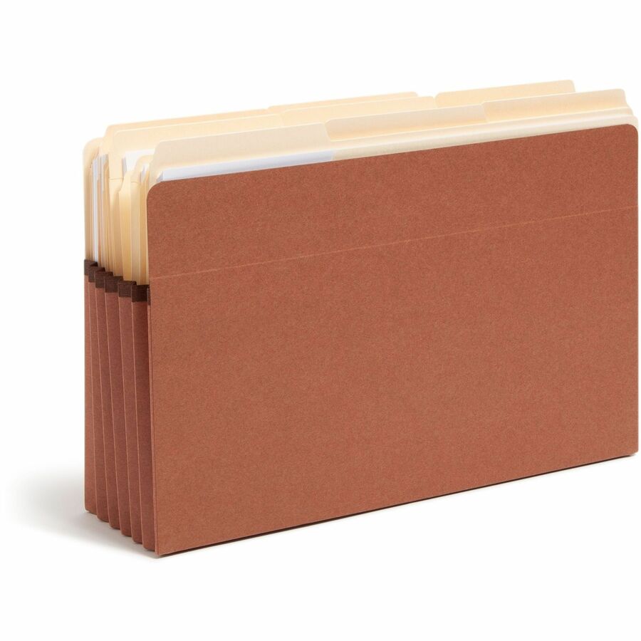 Smead Straight Tab Cut Legal Recycled File Pocket - 8 1/2" x 14" - Top Tab Location - 12.5 pt. - Redrope - Tear Resistant, Rounded Corner, Reinforced Gusset - 30% Recycled - 10 / Box