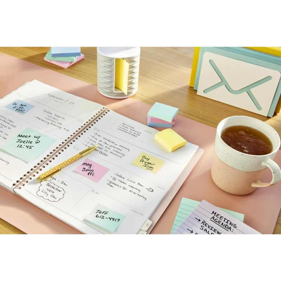Post-it® Greener Notes - 1200 - 1 1/2" Flag/Note Width x 2" Flag/Note Length - Rectangle - 100 Sheets per Pad - Unruled - Yellow - Paper - Self-adhesive, Repositionable - Recycled - 12 / Pack