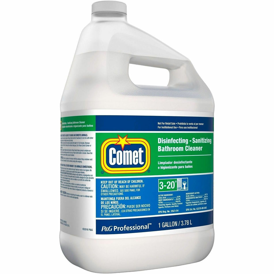 Comet Disinfecting Bath Cleaner - For Bathroom, Multi Surface, Restroom - Liquid - 128 fl oz (4 quart) - Citrus Scent - Recommended For: Stain Remover, Soap Scum Remover - Non-abrasive, Deodorize, No-rinse - White Jug - 3 / Carton