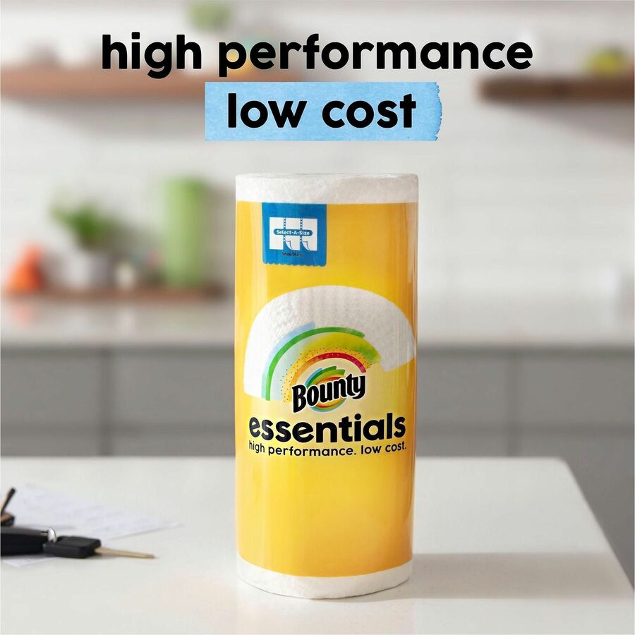 Bounty Essentials Select-A-Size - 2 Ply - 108 Sheets/Roll - White - Paper - 2 Rolls Per PackPack - 8 / Carton
