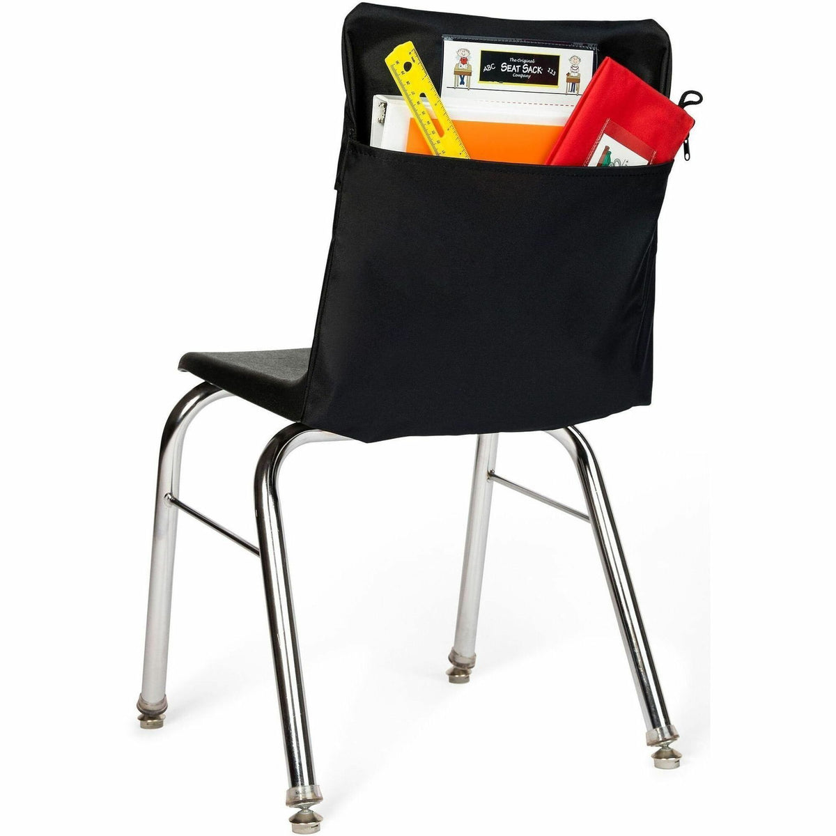 Seat Sack Classroom Pack One-Pocket Seat Sacks - 1 Pocket(s) - 1 Compartment(s) - 14" Width x 2" Depth - Chair - Durable, Desk Space, Washable, Expandable - Black - Poly Cotton - 1 Each