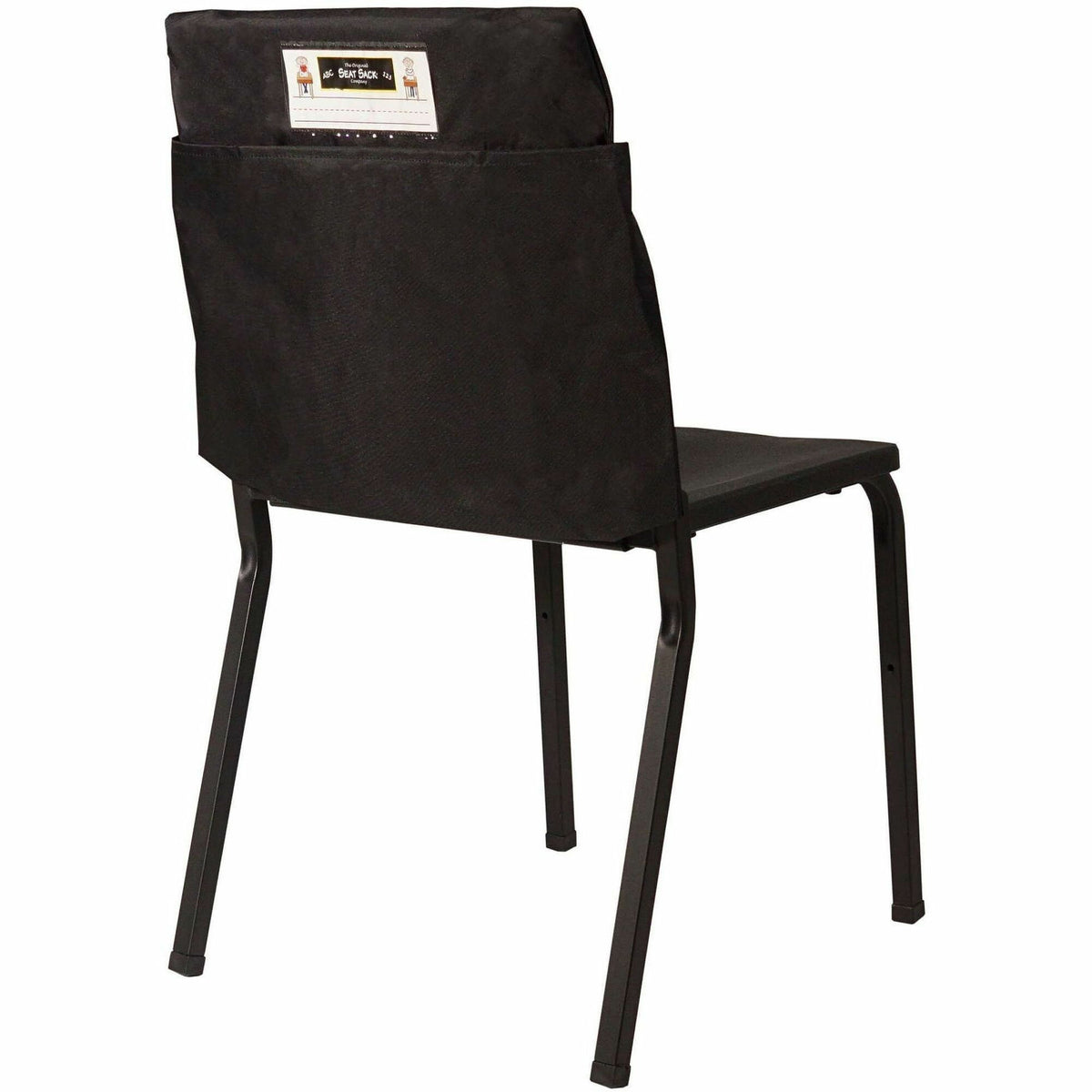 Seat Sack One-Pocket Seat Sacks with Elastic Back - 1 Pocket(s) - 17" Width x 2" Depth - Chair - Durable, Desk Space, Laminated, Elastic, Washable, Expandable - Black - Poly Cotton - 1 Each