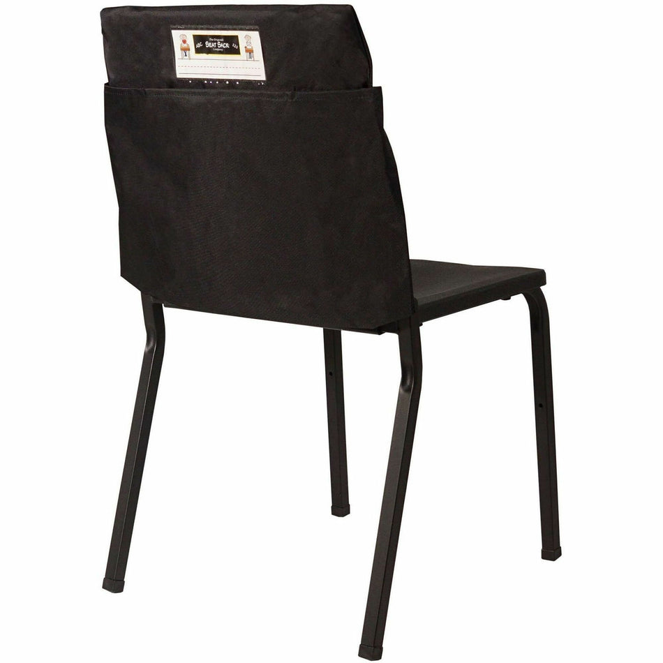 Seat Sack One-Pocket Seat Sacks with Elastic Back - 1 Pocket(s) - 17" Width x 2" Depth - Chair - Durable, Desk Space, Laminated, Elastic, Washable, Expandable - Black - Poly Cotton - 1 Each