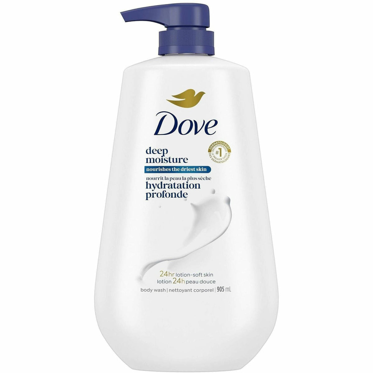 Dove Deep Moisture Body Wash - 30.60 fl oz - Pump Bottle Dispenser - Body, Skin - Moisturizing - White - Unscented - 1 Each