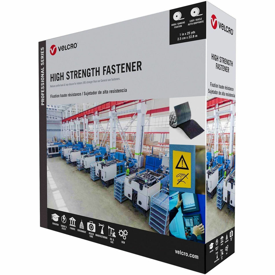 VELCRO® High-Strength Fastener: 25 yd x 2" - Black Polyamide - Dust & Temperature Resistant - For Mounting & Projects