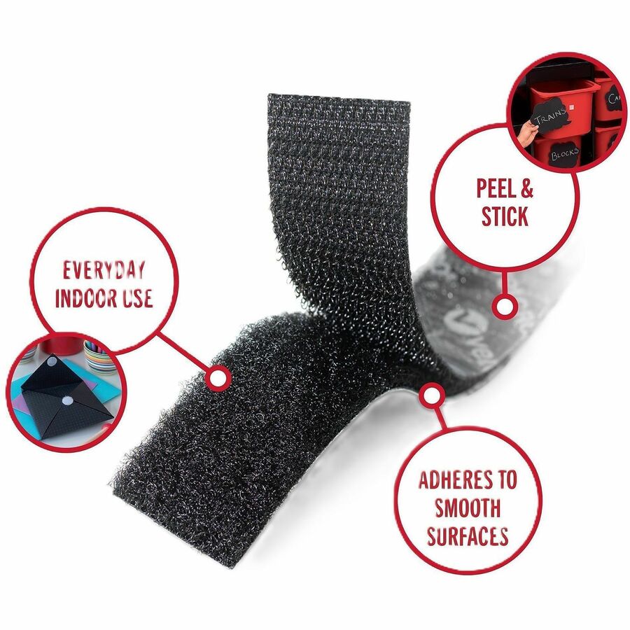 VELCRO® High-Strength Fastener: 25 yd x 1" - Black Polyamide - Dust & Temperature Resistant - For Mounting & Projects