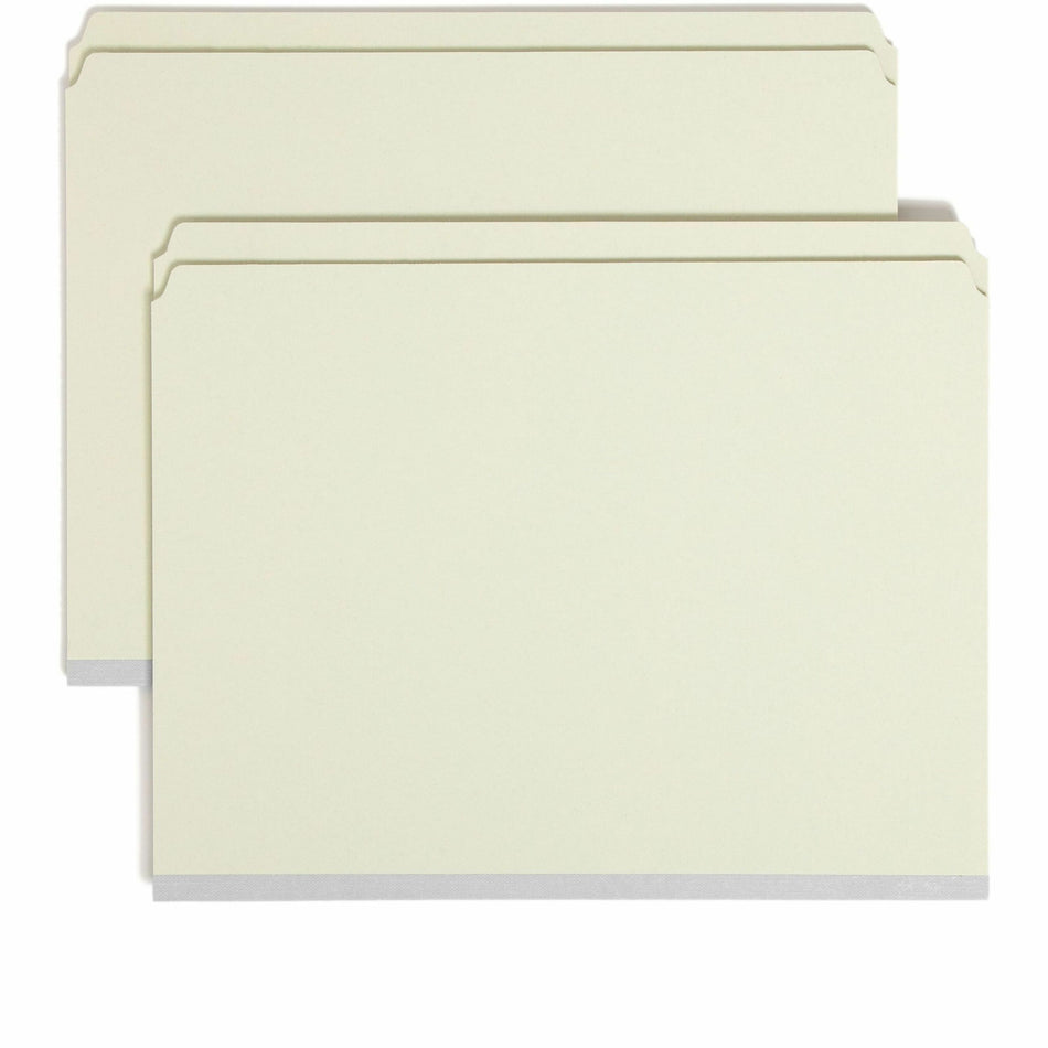 Smead Straight Tab Cut Letter Recycled Top Tab File Folder - 8 1/2" x 11" - 1" Expansion - 25 pt. - Pressboard - Gray, Green - Heavy Duty, Wear Resistant, Tear Resistant - 100% Recycled - 25 / Box