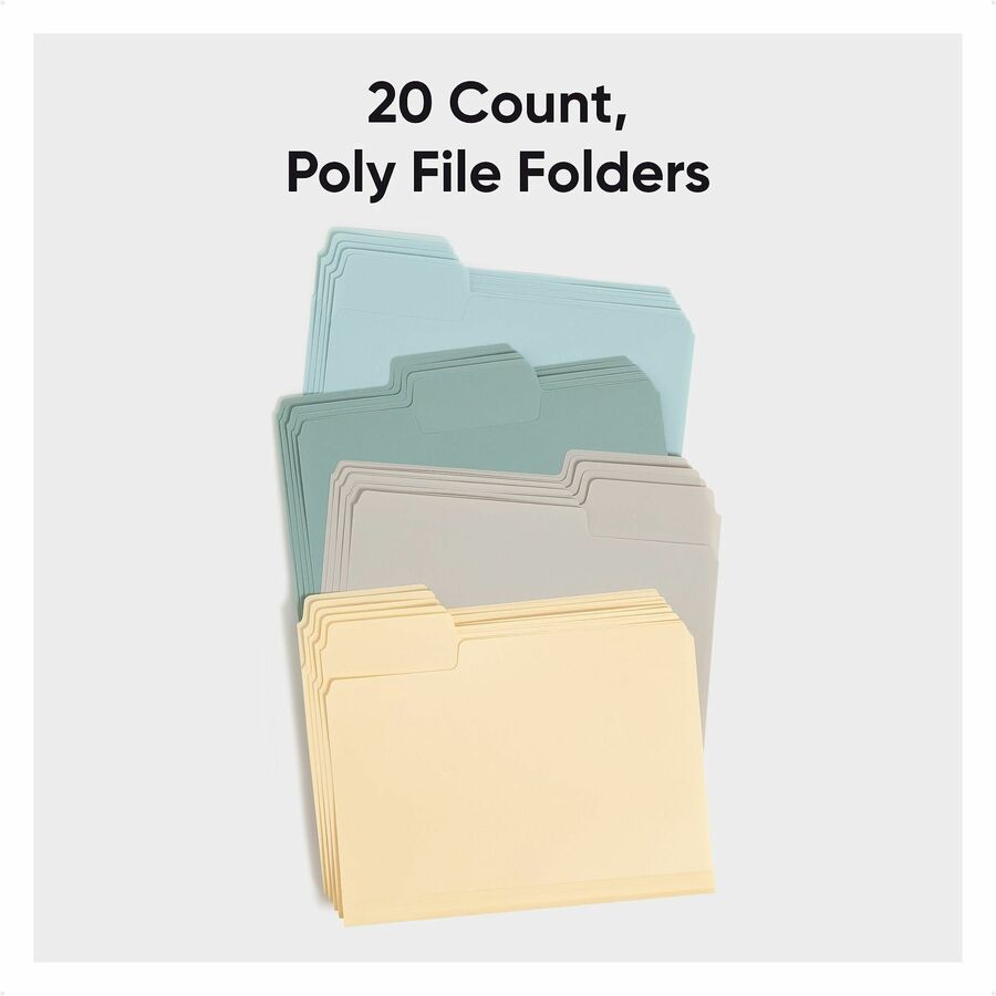 Smead SuperTab 1/3 Tab Cut Letter Top Tab File Folder - 8 1/2" x 11" - 150 Sheets Capacity - 3/4" Expansion - Top Tab Location - Assorted Tab Position - Poly, Plastic - Assorted - Durable, Tear Resistant, Water Resistant - 20 Unit