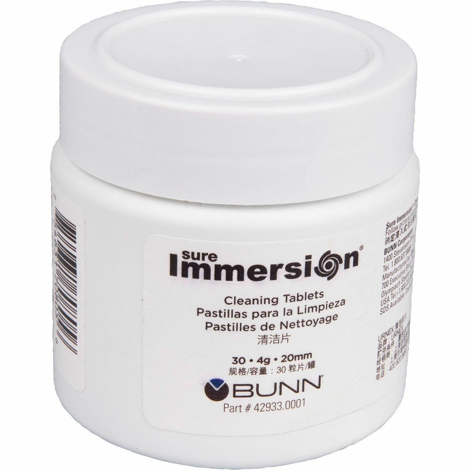 BUNN Sure Immersion Cleaning Tablets (2) - For Coffee Brewer - 0.14 oz - White - 30 Each