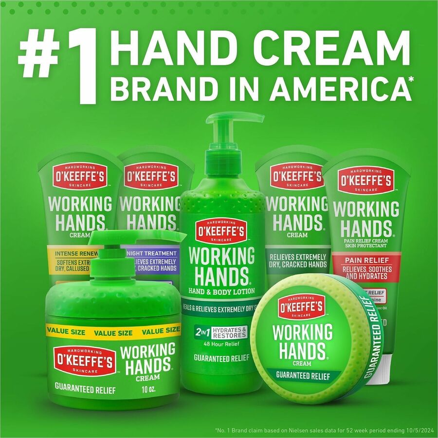 O'Keeffe's Working Hands Hand Cream Pump - Cream - For Dry Skin - Applicable on Hand - Skin - Moisturising, Non-greasy, Unscented - 1 Each