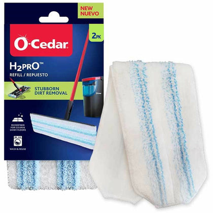 O-Cedar H2prO Flat Mophead Replacement - Streak-free MicroFiber - 2 Pack - Mops & Refills