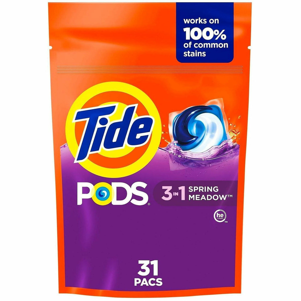 Tide PODS Laundry Detergent Pacs - For Laundry, Clothes - Concentrate - Spring Meadow Scent - Recommended For: Stain Remover - Blue - 30 / Pack