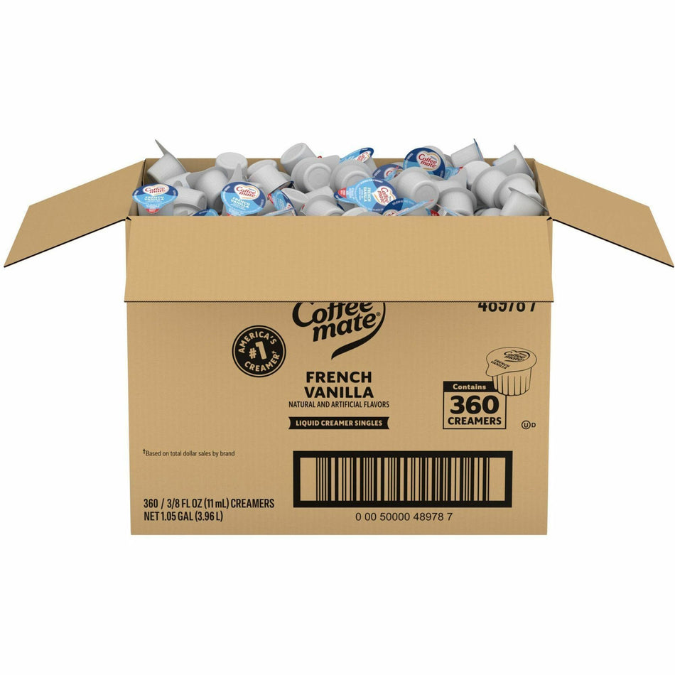 Coffee mate Liquid Creamer Singles - French Vanilla Flavor - 1 Serving - 360 / Carton