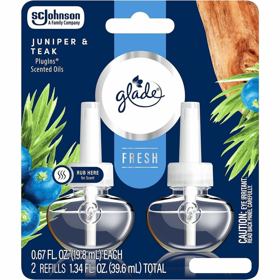 Glade PlugIns Juniper & Teak Refills - Plug-in - Phthalate-free, Paraben-free, Formaldehyde-free, Nitro Musk Free - 6 / Carton