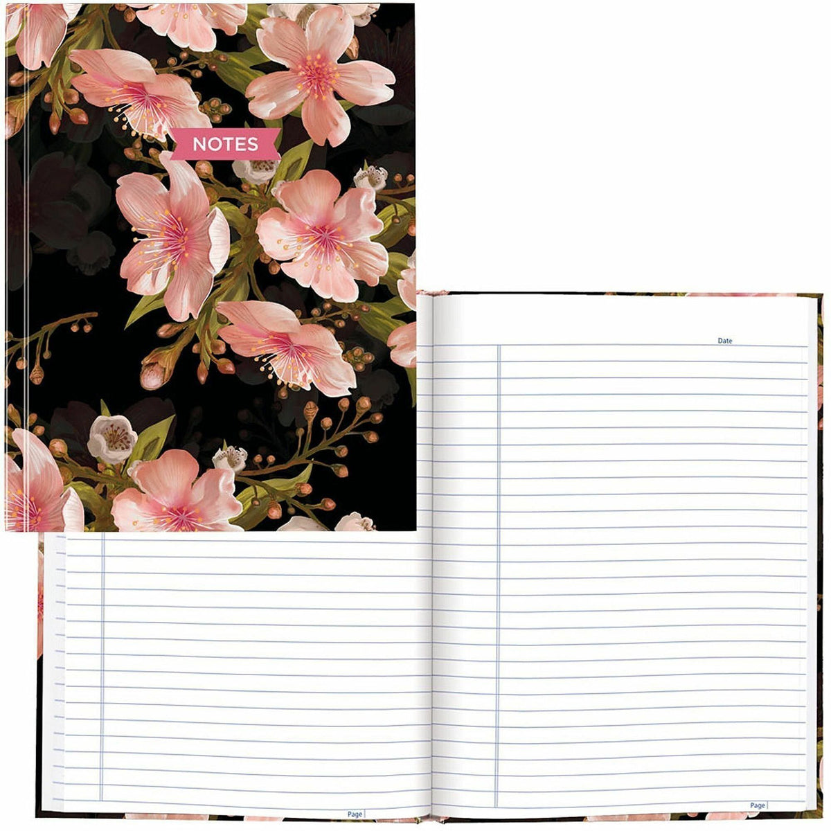 Blueline Cherry Tree Lane Notebook - 192 Pages - Ruled Margin - Cherry Tree Lane Cover - Smooth, Hard Cover, Sturdy, Self-adhesive Tab, Index Sheet, Acid-free Paper, Durable - Recycled - 1 Each
