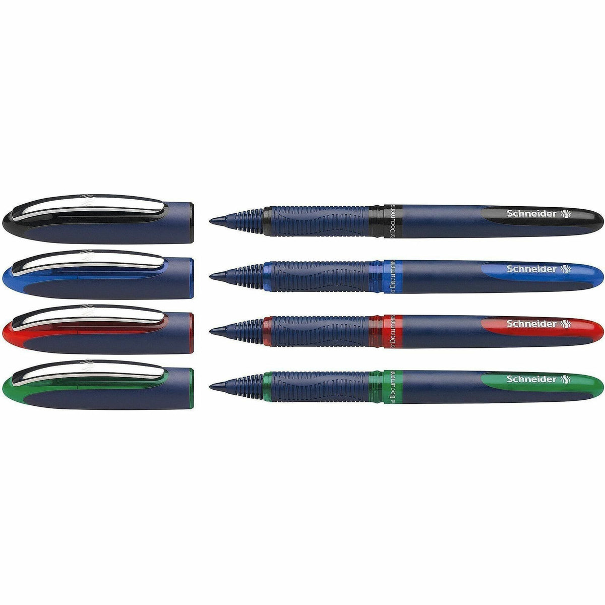 Schneider One Business Rollerball - Black, Red, Blue, Green Ink - Writing, Document - 4 / Pack
