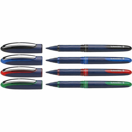 Schneider One Business Rollerball - Black, Red, Blue, Green Ink - Writing, Document - 4 / Pack