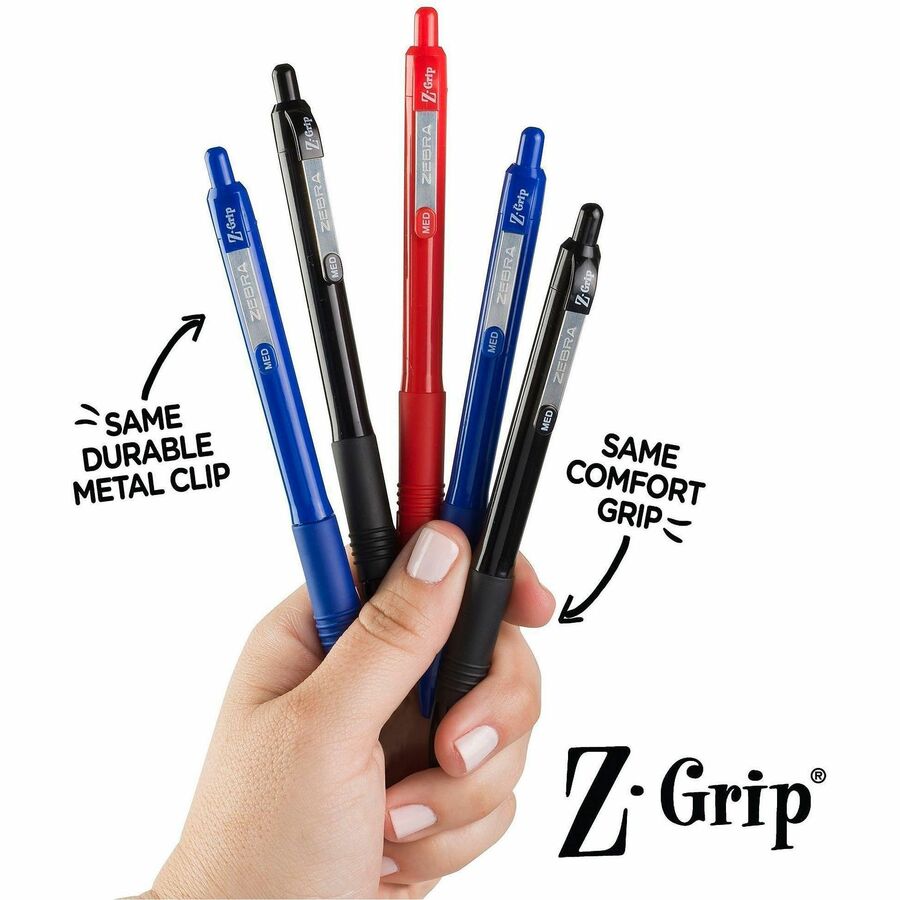 Zebra Pen Z-Grip Ballpoint Pens - Smooth Black Ink for School, Home, Journaling