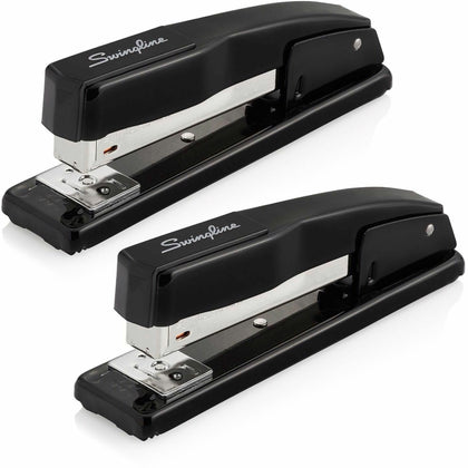 Swingline Commercial Desk Stapler: Staples 20 Sheets Holds 210 - Black Metal - 2 Pack - Staplers