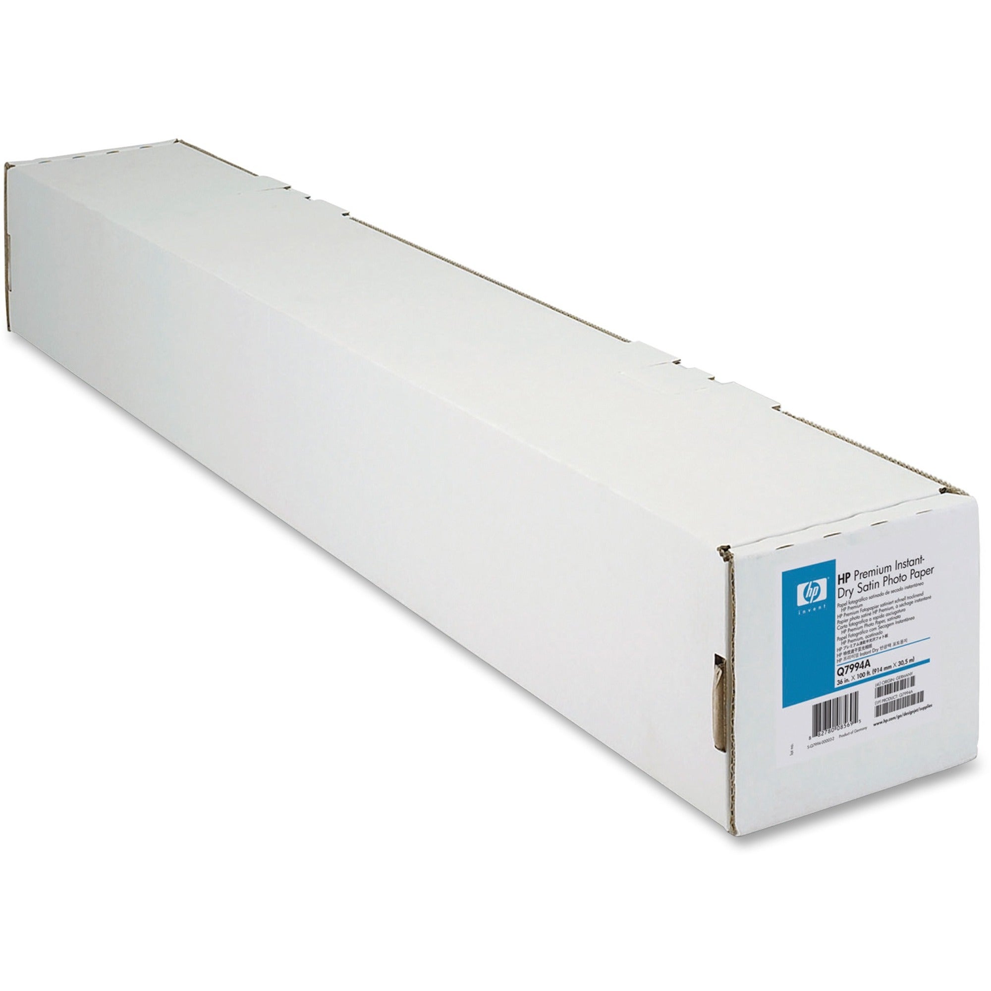 HP Instant-dry Photo Paper - 92 Brightness - 95% Opacity - 36" x 100 ft - Satin - Quick Drying, Laminated, Fade Resistant - White - 1 Roll