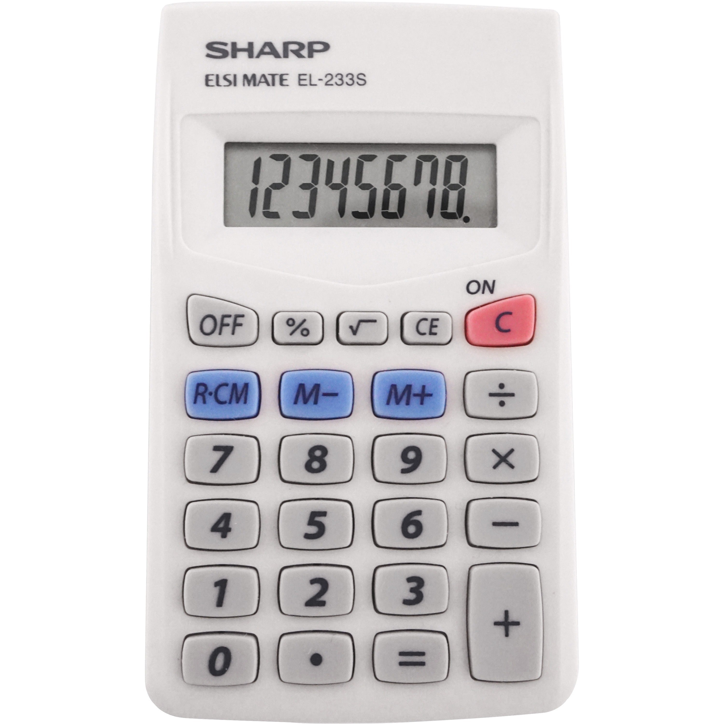 Sharp Calculators EL-233SB 8-Digit Pocket Calculator - Auto Power Off, 3-Key Memory - 8 Digits - LCD - Battery Powered - 0.3" Height x 2.4" Width x 4.1" Depth - White - Plastic - 1 Each