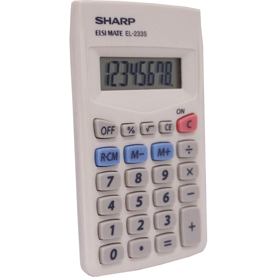 Sharp Calculators EL-233SB 8-Digit Pocket Calculator - Auto Power Off, 3-Key Memory - 8 Digits - LCD - Battery Powered - 0.3" Height x 2.4" Width x 4.1" Depth - White - Plastic - 1 Each