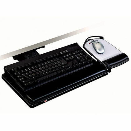 3M Adjustable Keyboard Tray with Adjustable Keyboard and Mouse Platform - 19.5" Width x 10.5" Depth - Black - 1 Each