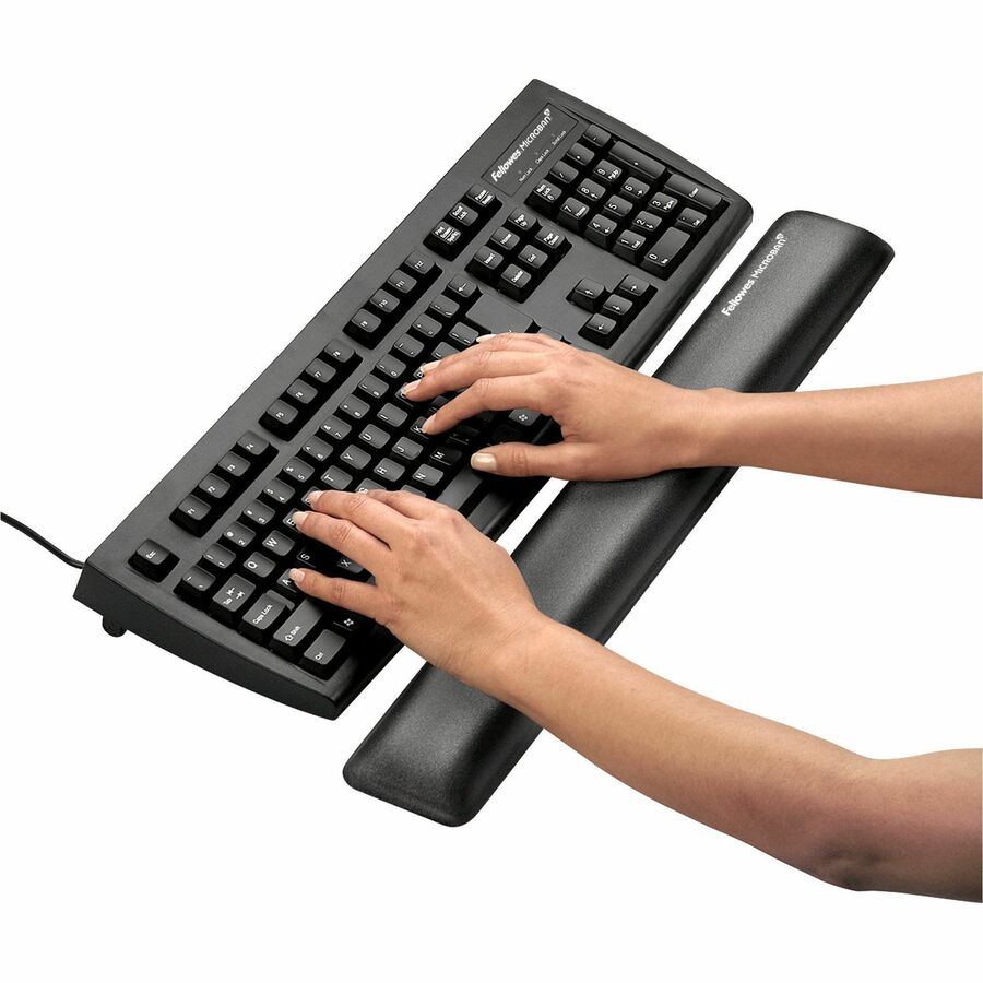 Fellowes Microban Protection Wrist Support - 0.56" Height x 18.38" Width x 2.75" Depth - Graphite - Gel, Polyester - Wear Resistant, Tear Resistant - 1 Each