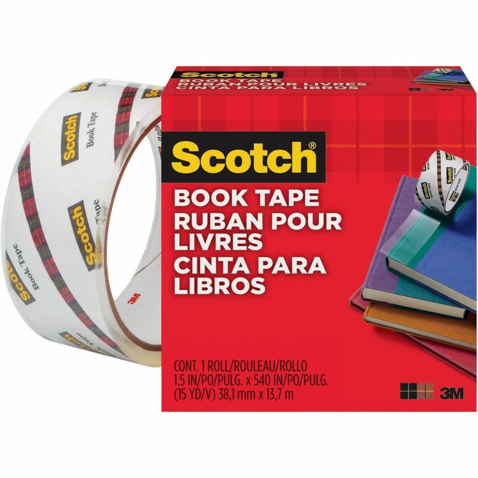 Scotch Book Tape - 15 yd Length x 1.50" Width - 3" Core - Clear - Acrylic - Crack Resistant - For Repairing, Reinforcing, Protecting, Covering - 1 Roll