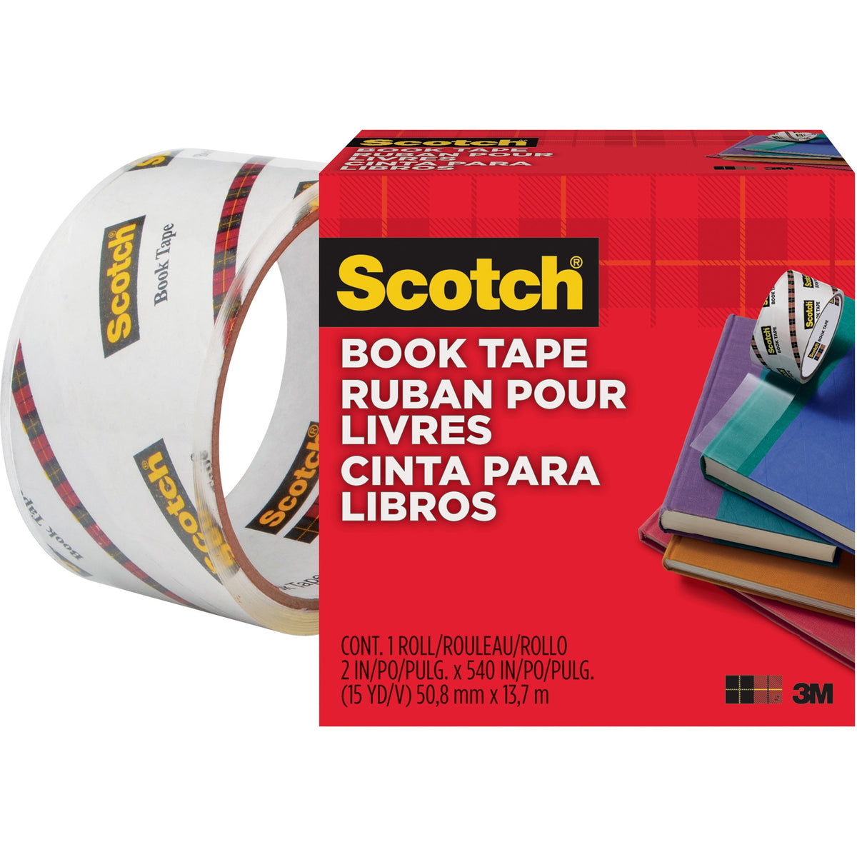 Scotch Book Tape - 15 yd Length x 2" Width - 3" Core - Clear - Acrylic - Crack Resistant - For Repairing, Reinforcing, Covering, Protecting - 1 Roll