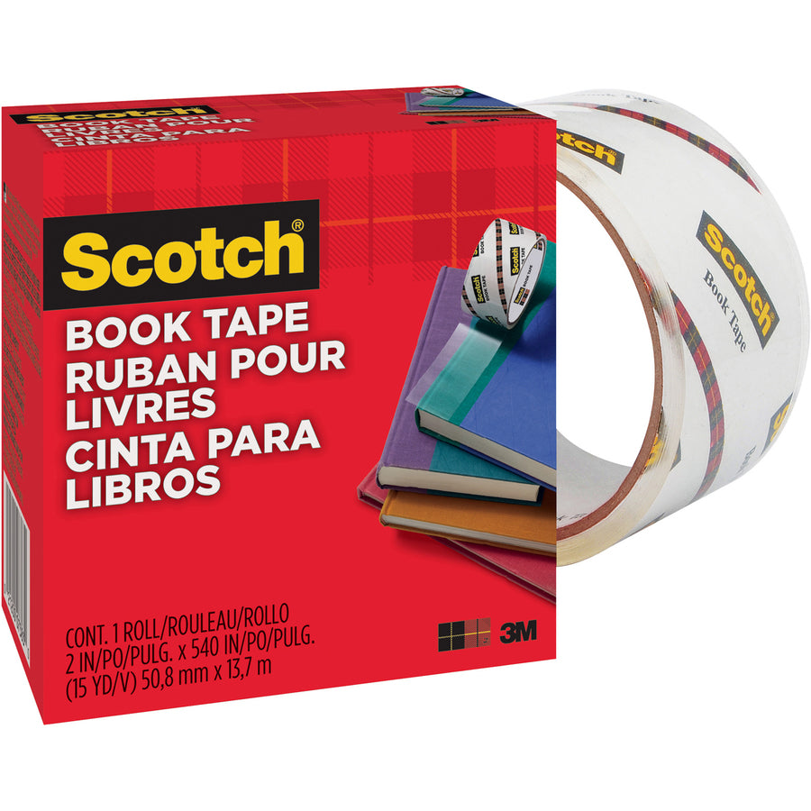 Scotch Book Tape - 15 yd Length x 2" Width - 3" Core - Clear - Acrylic - Crack Resistant - For Repairing, Reinforcing, Covering, Protecting - 1 Roll