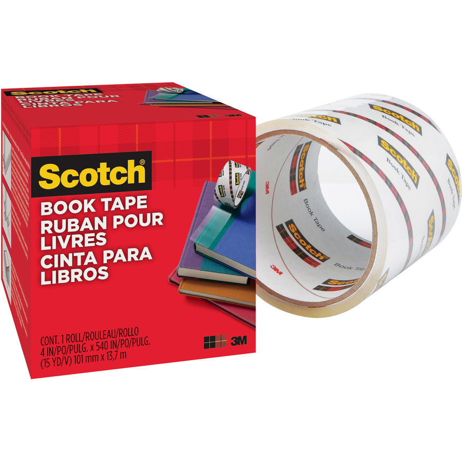 Scotch Book Tape - 15 yd Length x 4" Width - 3" Core - Clear - Acrylic - Crack Resistant - For Repairing, Reinforcing, Protecting, Covering - 1 Roll