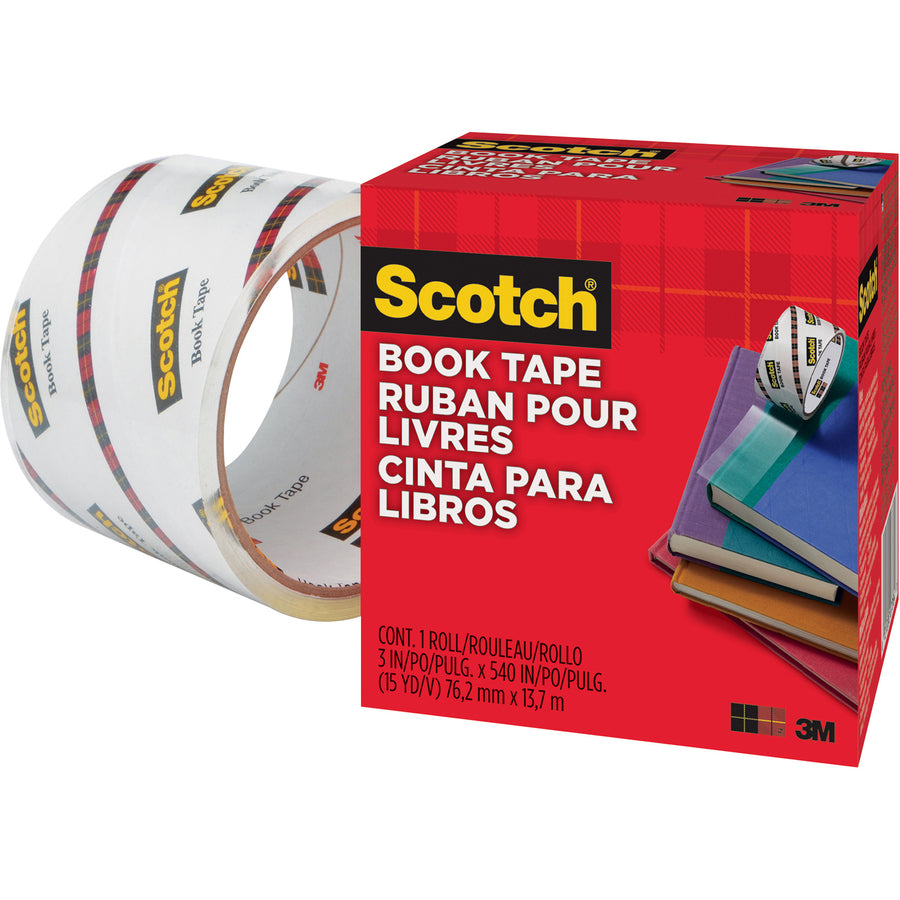 Scotch Book Tape - 15 yd Length x 3" Width - 3" Core - Clear - Acrylic - Crack Resistant - For Repairing, Reinforcing, Protecting, Covering - 1 Roll