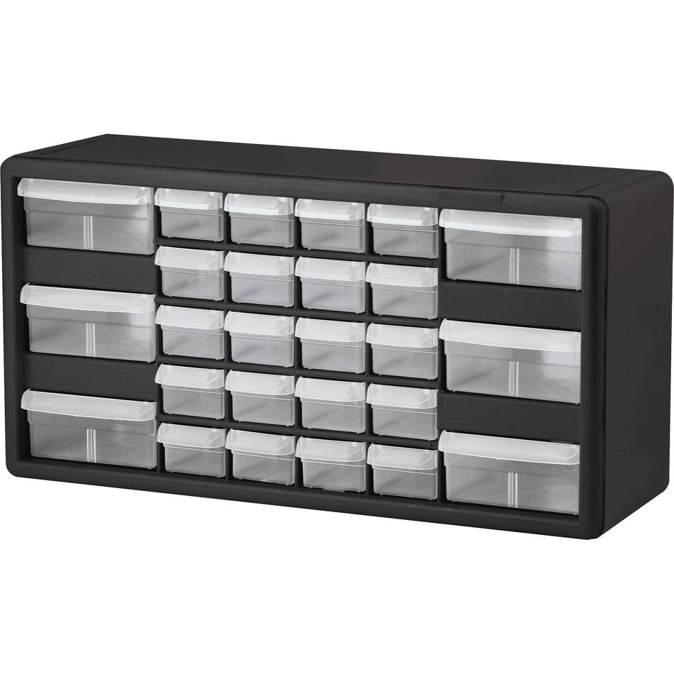 Akro-Mils 26-Drawer Stackable Cabinet - 26 Compartment(s) - 10.34" Height x 20" Width x 6.37" Depth - Unbreakable, Stackable, Finger Grip - Black - Polymer, Plastic - 1 Each